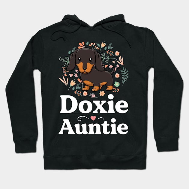 Doxie Auntie Floral Dachshund Shirt Dog Lover Aunt Hoodie by 14thFloorApparel